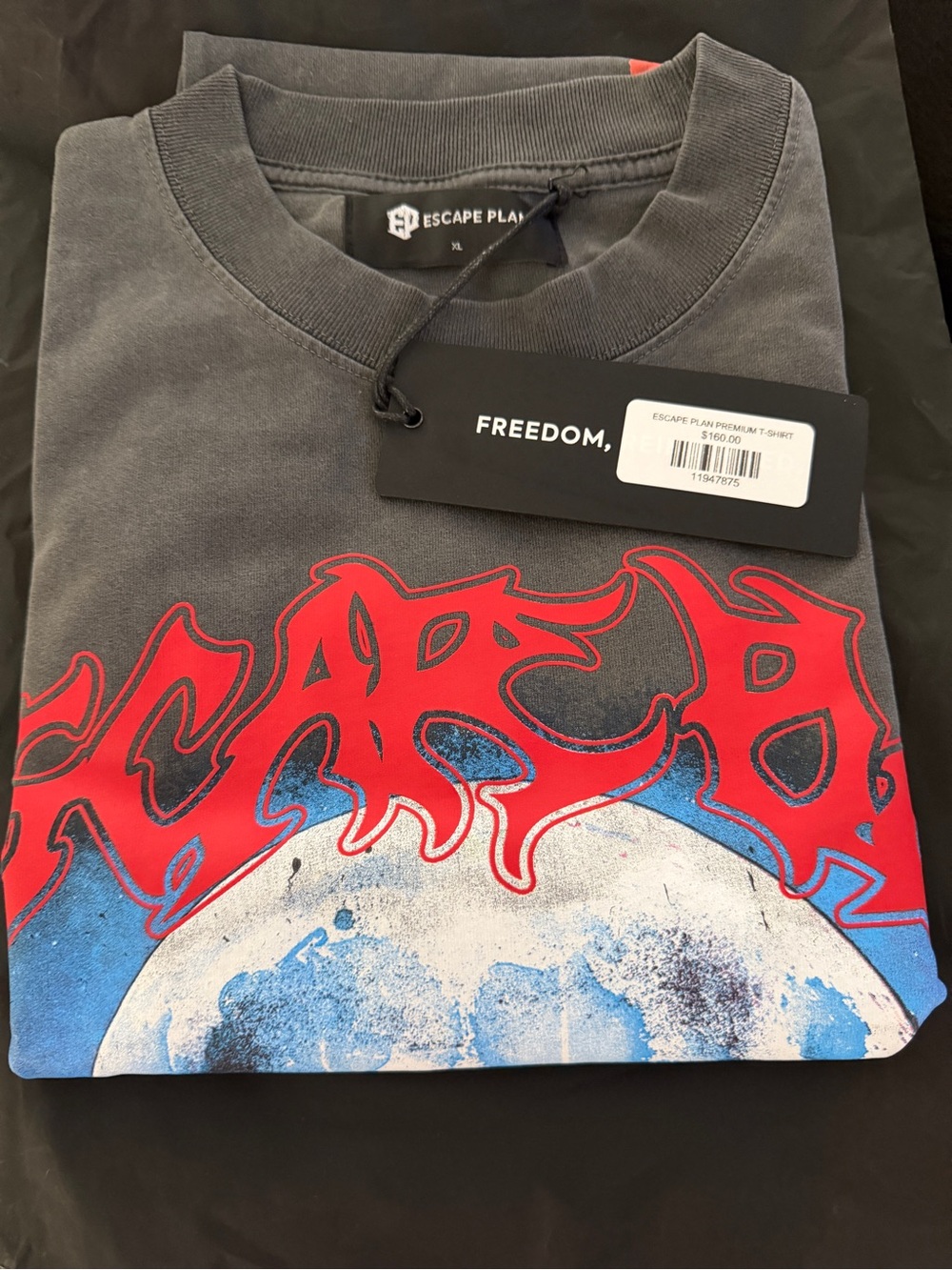 Men’s Short Sleeve Graphic Tee - Black with Red & Blue Print